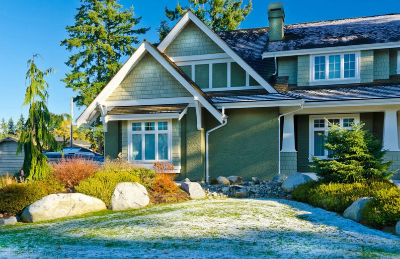 Frost on Grassy Landscape